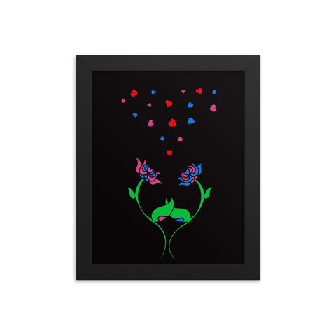 Hand in Hand pink/blue Framed print