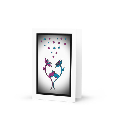Hand in Hand blue/pink Greeting card