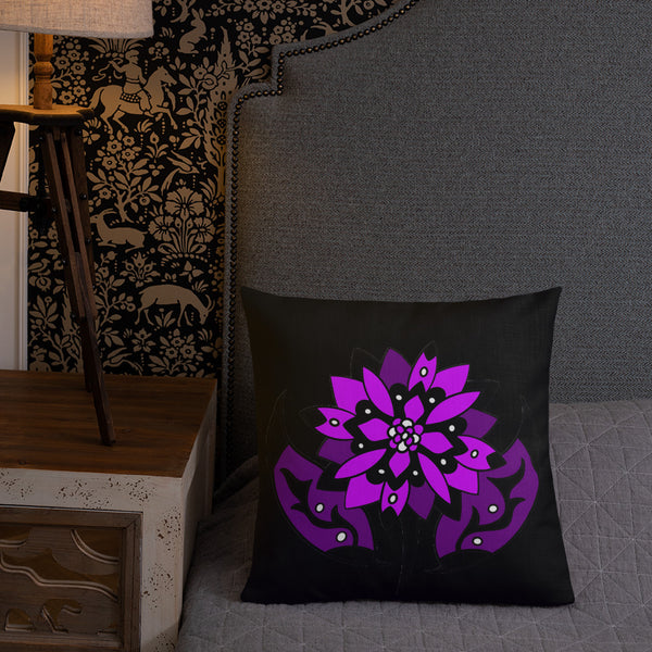 FLWR 16 pink/purple/black Premium Pillow