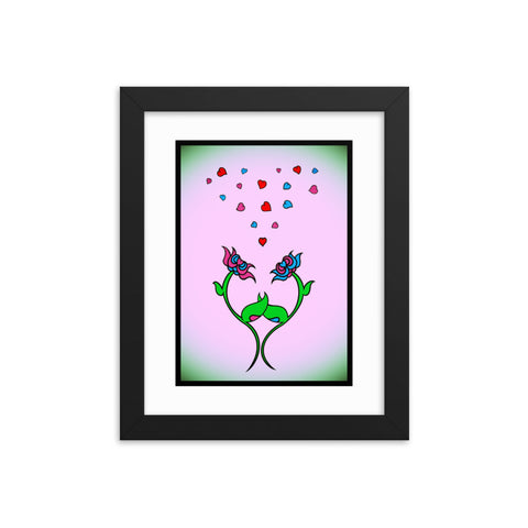 Hand in Hand pink/blue Framed print