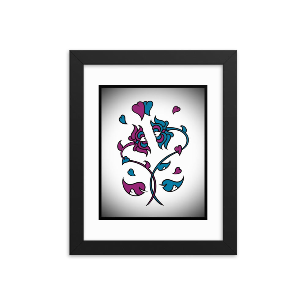 Face to Face blue/pink Framed print